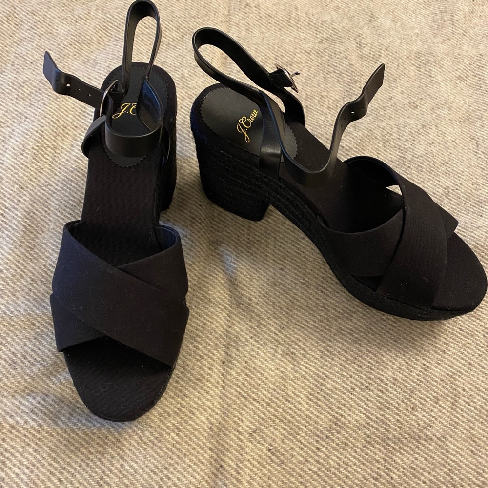 J.Crew Black Platform Espadrille Sandal